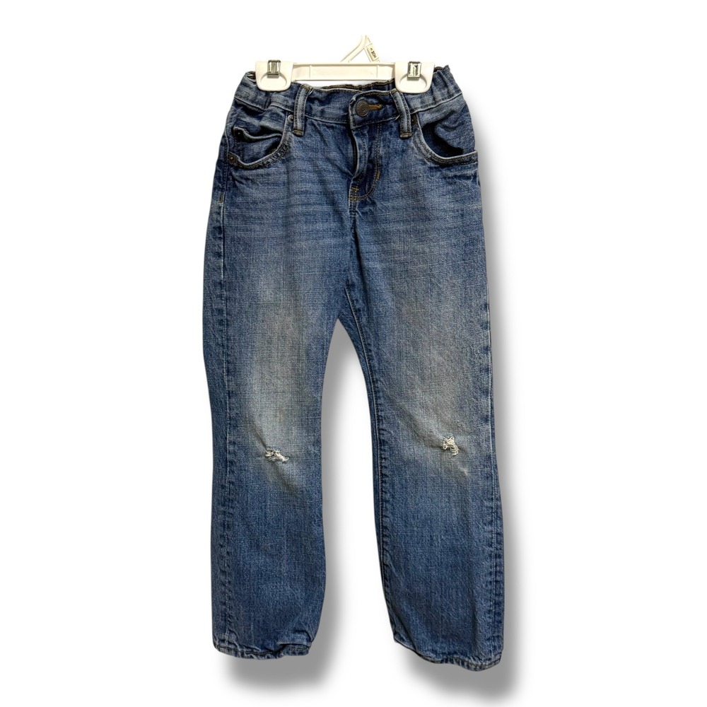 Gap Kids Boys Boot Fit Jeans Blue Distressed Size‎ 7 Adjustable Waist